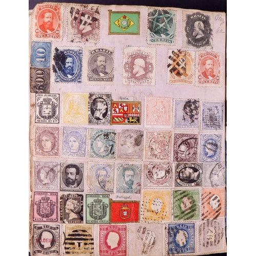 100 - OLDE VICTORIAN STAMP ALBUM - PHILATELIC HISTORY! A truly unique, original collection of stamps paste... 