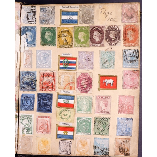 100 - OLDE VICTORIAN STAMP ALBUM - PHILATELIC HISTORY! A truly unique, original collection of stamps paste... 