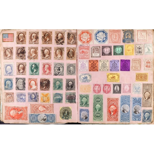 100 - OLDE VICTORIAN STAMP ALBUM - PHILATELIC HISTORY! A truly unique, original collection of stamps paste... 