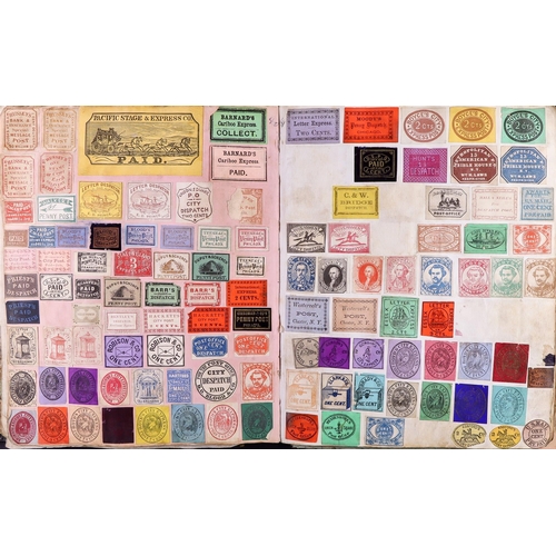 100 - OLDE VICTORIAN STAMP ALBUM - PHILATELIC HISTORY! A truly unique, original collection of stamps paste... 