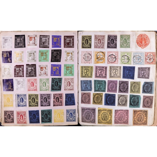 100 - OLDE VICTORIAN STAMP ALBUM - PHILATELIC HISTORY! A truly unique, original collection of stamps paste... 