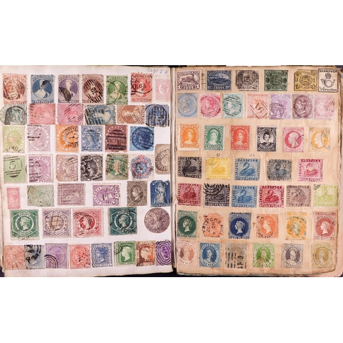 100 - OLDE VICTORIAN STAMP ALBUM - PHILATELIC HISTORY! A truly unique, original collection of stamps paste... 