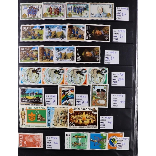 107 - WORLD TOPICAL RETAIL FOLDERS Mostly 1970's-1990's chiefly never hinged mint stamps, sets & mini-shee... 