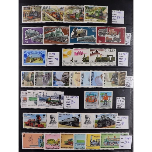 107 - WORLD TOPICAL RETAIL FOLDERS Mostly 1970's-1990's chiefly never hinged mint stamps, sets & mini-shee... 