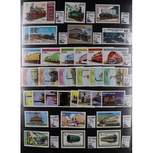 107 - WORLD TOPICAL RETAIL FOLDERS Mostly 1970's-1990's chiefly never hinged mint stamps, sets & mini-shee... 