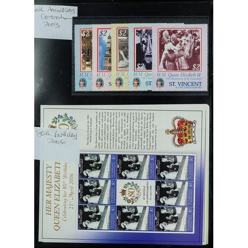 119 - 1953 - 2022 ROYALTY COLLECTION of mint stamps, miniature sheets, booklets in eight chunky binders co... 