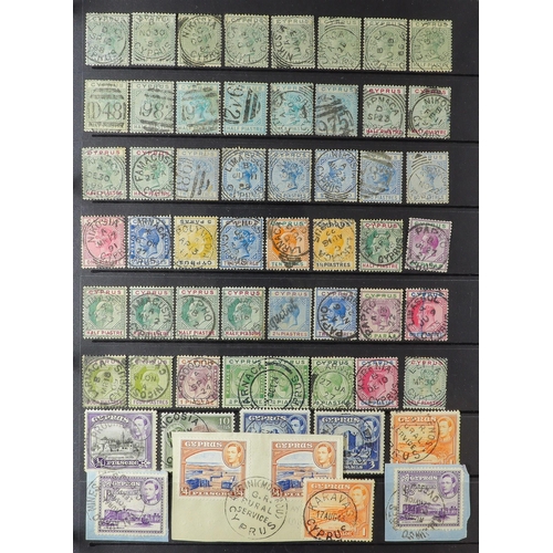 128 - COMMONWEALTH CANCELLATIONS COLLECTION. A collection of QV to KGVI stamps selected for attractive pos... 