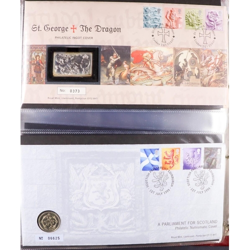 1820 - GREAT BRITAIN COIN COVERS Collection in 13 albums, includes about 50 with £5 coins/notes, various Ro... 