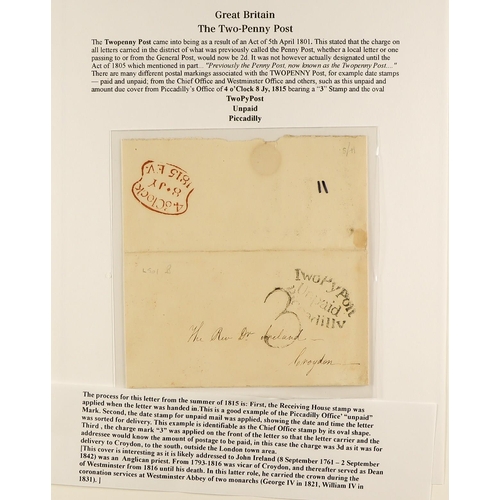 1877 - GB. COVERS & POSTAL HISTORY 1586 - 1840 PREMIUM STAMPLESS COVERS COLLECTION expertly presented and d... 