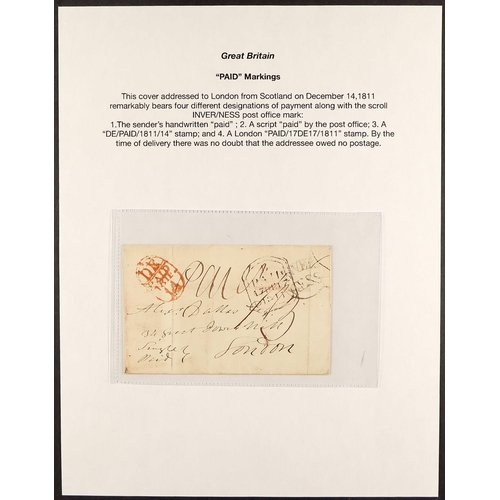 1877 - GB. COVERS & POSTAL HISTORY 1586 - 1840 PREMIUM STAMPLESS COVERS COLLECTION expertly presented and d... 