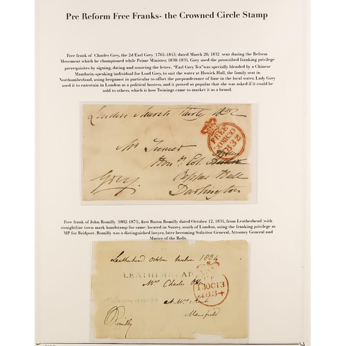 1877 - GB. COVERS & POSTAL HISTORY 1586 - 1840 PREMIUM STAMPLESS COVERS COLLECTION expertly presented and d... 