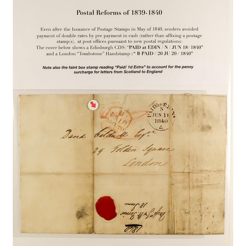 1877 - GB. COVERS & POSTAL HISTORY 1586 - 1840 PREMIUM STAMPLESS COVERS COLLECTION expertly presented and d... 