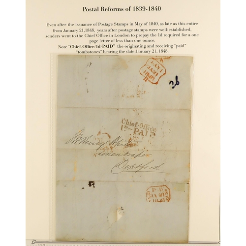 1877 - GB. COVERS & POSTAL HISTORY 1586 - 1840 PREMIUM STAMPLESS COVERS COLLECTION expertly presented and d... 