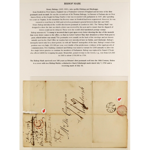 1877 - GB. COVERS & POSTAL HISTORY 1586 - 1840 PREMIUM STAMPLESS COVERS COLLECTION expertly presented and d... 