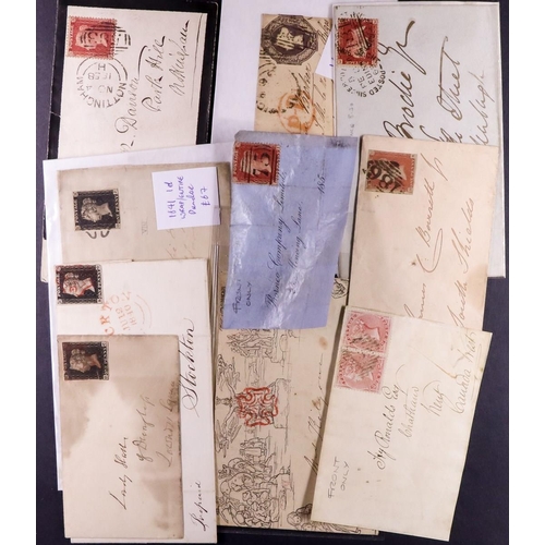 1884 - GB. COVERS & POSTAL HISTORY 1821 - 1943 COVERS GROUP includes three Penny Blacks on covers, 1840 Mul... 