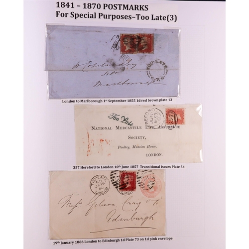 1889 - GB. COVERS & POSTAL HISTORY 1841 - 1873 POSTAL HISTORY unusual collection annotated in an attractive... 