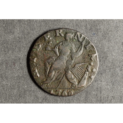 2 - 1760 US HIBERNIA HALFPENNY COIN Voce Populi (no P). Lot 2 (BS) [a]