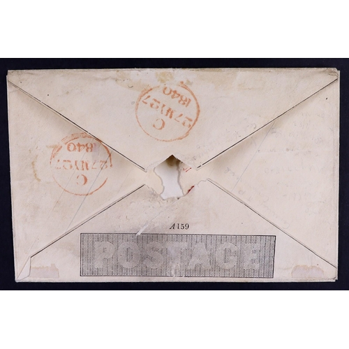 2012 - GB.QUEEN VICTORIA 1840 (27 May) 1d Mulready envelope from London to Brighton cancelled by superb red... 