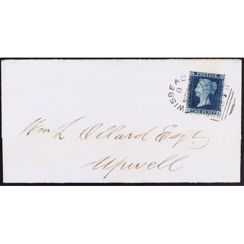 2120 - GB.QUEEN VICTORIA 1858 (24 Nov) ELS to Upwell bearing 2d plate 5, perf 14 (SG 34) tied by superb Wis... 