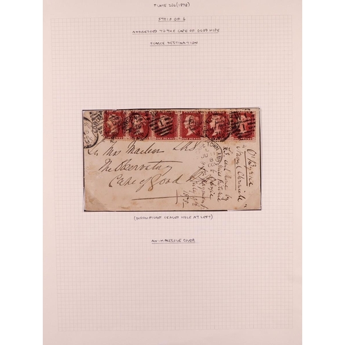 2124 - GB.QUEEN VICTORIA 1864 - 1878 PENNY PLATES ON COVERS. A group of 4 unusual covers 1864 strip 6 sent ... 