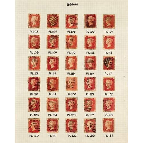 2125 - GB.QUEEN VICTORIA 1864-79 1d reds complete set of plates (less 77) on album pages. The 225 is in fin... 