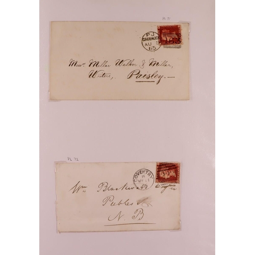 2127 - GB.QUEEN VICTORIA 1864-79 PENNY REDS PLATES ON COVERS Collection of covers with different Plates wit... 