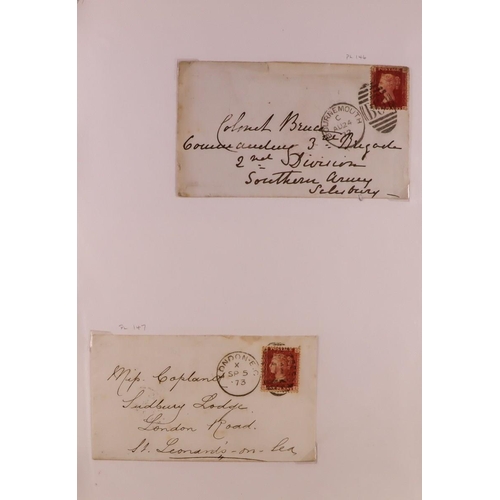 2127 - GB.QUEEN VICTORIA 1864-79 PENNY REDS PLATES ON COVERS Collection of covers with different Plates wit... 