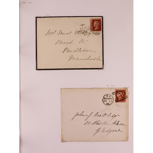 2127 - GB.QUEEN VICTORIA 1864-79 PENNY REDS PLATES ON COVERS Collection of covers with different Plates wit... 