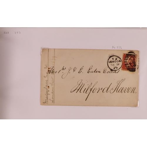 2127 - GB.QUEEN VICTORIA 1864-79 PENNY REDS PLATES ON COVERS Collection of covers with different Plates wit... 