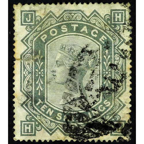 2133 - GB.QUEEN VICTORIA 1867-83 10s greenish grey, wmk Maltese Cross, SG 128, used with stains & closed te... 