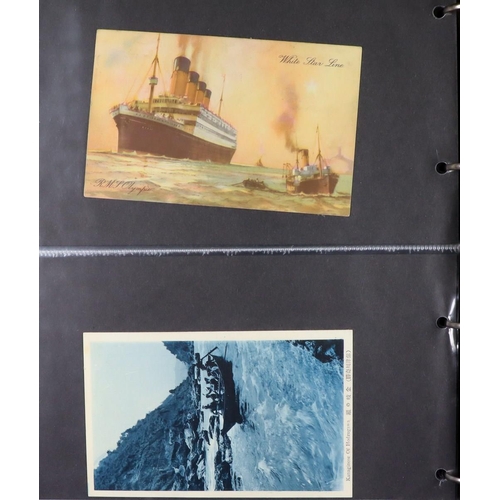 244 - SHIPS PICTURE POSTCARDS 1900's-1950's unused & used collection in album, includes various ocean line... 