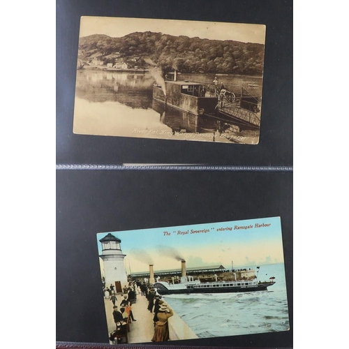 244 - SHIPS PICTURE POSTCARDS 1900's-1950's unused & used collection in album, includes various ocean line... 