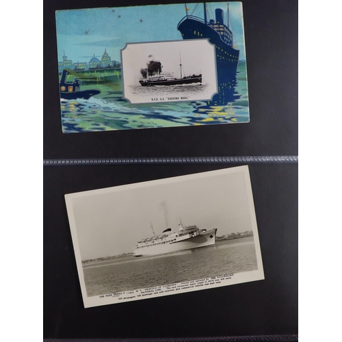 244 - SHIPS PICTURE POSTCARDS 1900's-1950's unused & used collection in album, includes various ocean line... 