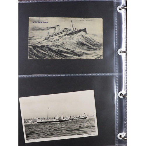 244 - SHIPS PICTURE POSTCARDS 1900's-1950's unused & used collection in album, includes various ocean line... 