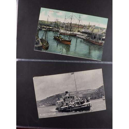 244 - SHIPS PICTURE POSTCARDS 1900's-1950's unused & used collection in album, includes various ocean line... 