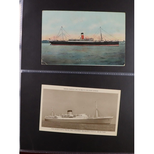 244 - SHIPS PICTURE POSTCARDS 1900's-1950's unused & used collection in album, includes various ocean line... 