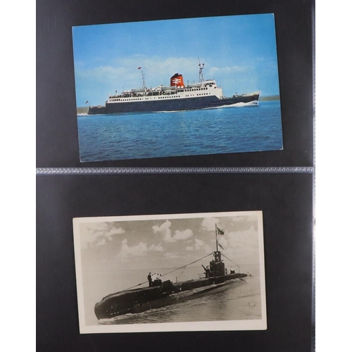 244 - SHIPS PICTURE POSTCARDS 1900's-1950's unused & used collection in album, includes various ocean line... 