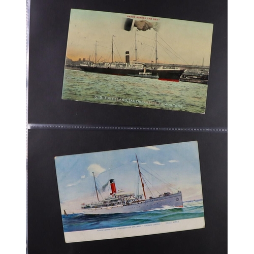 244 - SHIPS PICTURE POSTCARDS 1900's-1950's unused & used collection in album, includes various ocean line... 