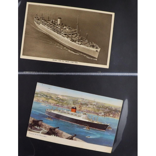 244 - SHIPS PICTURE POSTCARDS 1900's-1950's unused & used collection in album, includes various ocean line... 