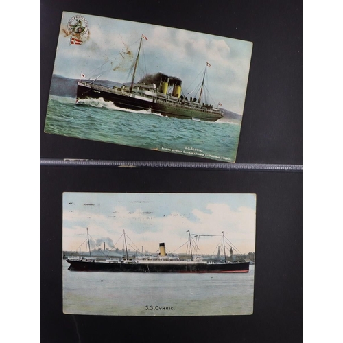 244 - SHIPS PICTURE POSTCARDS 1900's-1950's unused & used collection in album, includes various ocean line... 