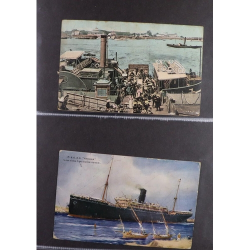 244 - SHIPS PICTURE POSTCARDS 1900's-1950's unused & used collection in album, includes various ocean line... 