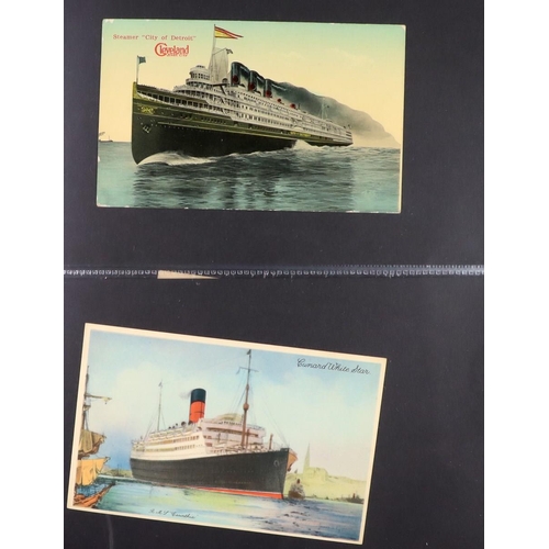 244 - SHIPS PICTURE POSTCARDS 1900's-1950's unused & used collection in album, includes various ocean line... 