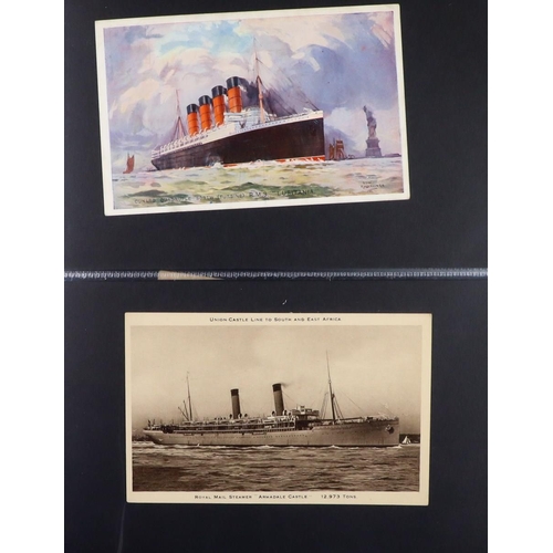 244 - SHIPS PICTURE POSTCARDS 1900's-1950's unused & used collection in album, includes various ocean line... 