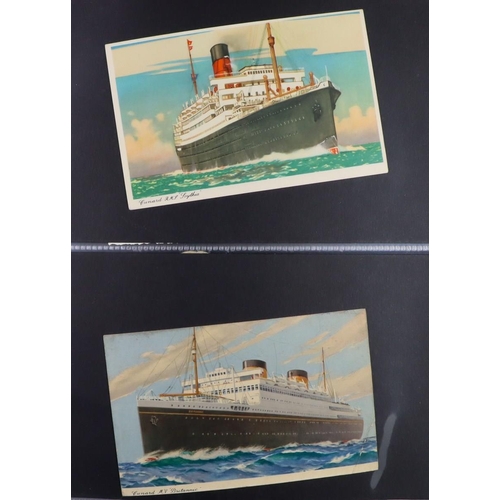 244 - SHIPS PICTURE POSTCARDS 1900's-1950's unused & used collection in album, includes various ocean line... 