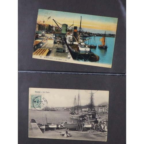 244 - SHIPS PICTURE POSTCARDS 1900's-1950's unused & used collection in album, includes various ocean line... 