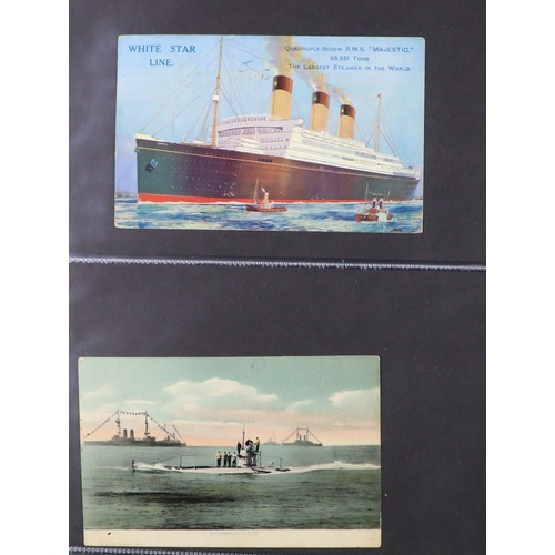 244 - SHIPS PICTURE POSTCARDS 1900's-1950's unused & used collection in album, includes various ocean line... 