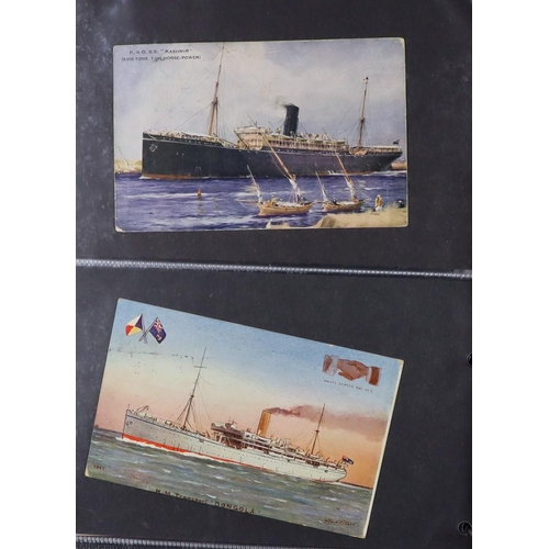 244 - SHIPS PICTURE POSTCARDS 1900's-1950's unused & used collection in album, includes various ocean line... 