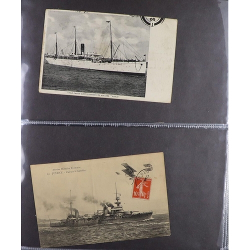 244 - SHIPS PICTURE POSTCARDS 1900's-1950's unused & used collection in album, includes various ocean line... 