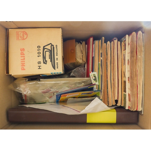 245 - CHARITY SORTER BOXES. Two boxes with over 20 junior type albums, loose stamps - on and off paper - a... 