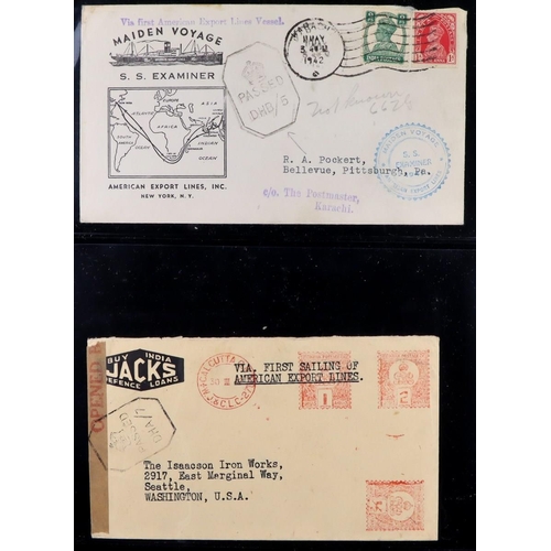 252 - AMERICAN EXPORT LINES COMPANY 1940-1942 mostly censored covers with Ceylon or India stamps, includes... 